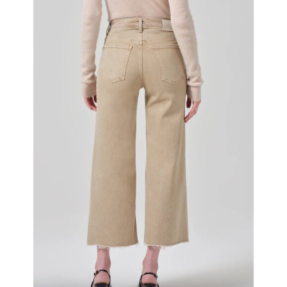Citizens of Humanity Lyra Wide Leg Crop Raw Hem In Porcini Tan Size 28 - Picture 2 of 12